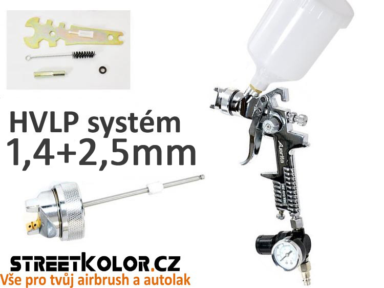 !!! AKCIA !!! Striekacia pištoľ Auarita H-827 HVLP CHROME 1,4mm + 2,5mm + regulátor tlaku