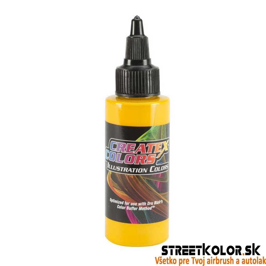 Ilustračná Nepriehľadná chrómová žltá airbrush farba CreateX 60 ml