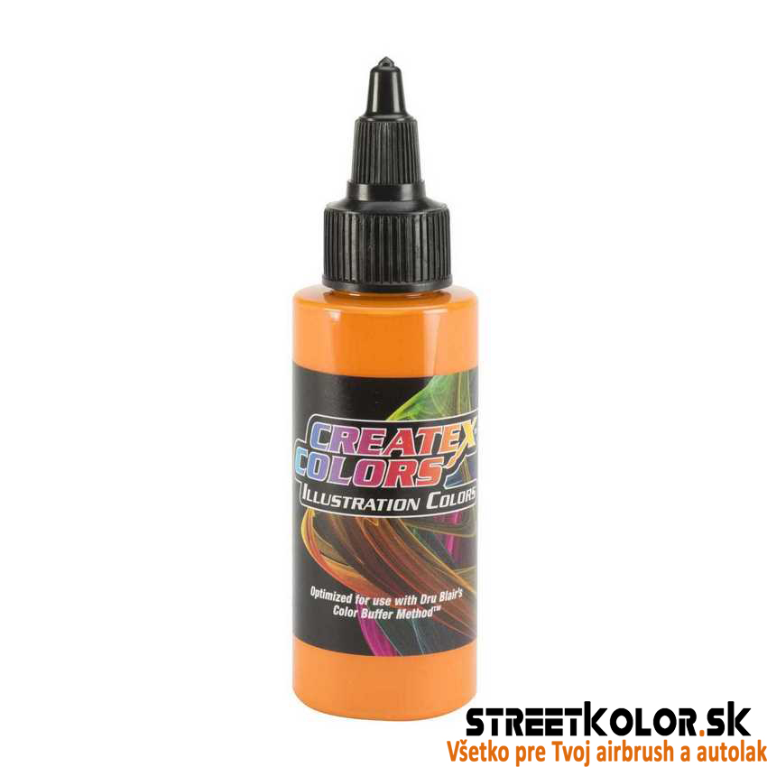 Ilustračná Nepriehľadná oranžová airbrush farba CreateX 60 ml