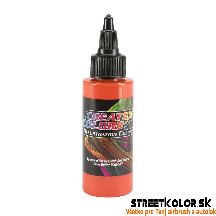 Ilustračná Nepriehľadná červenooranžová airbrush farba CreateX 60 ml