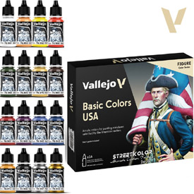 Vallejo 70.140 Model Color Set Basic Colors USA, 16x18 ml