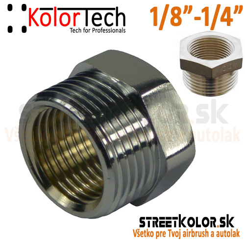Redukcia  vonkajší závit G1/4", vnútorný závit G1/8" - Niklovaná mosadz