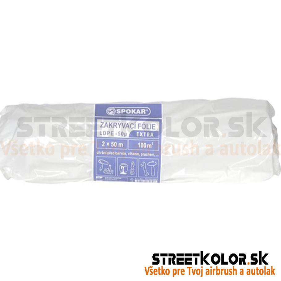Zakrývacia fólia v rolke 2 x 50m, Hrúbka 50µm, LDPE
