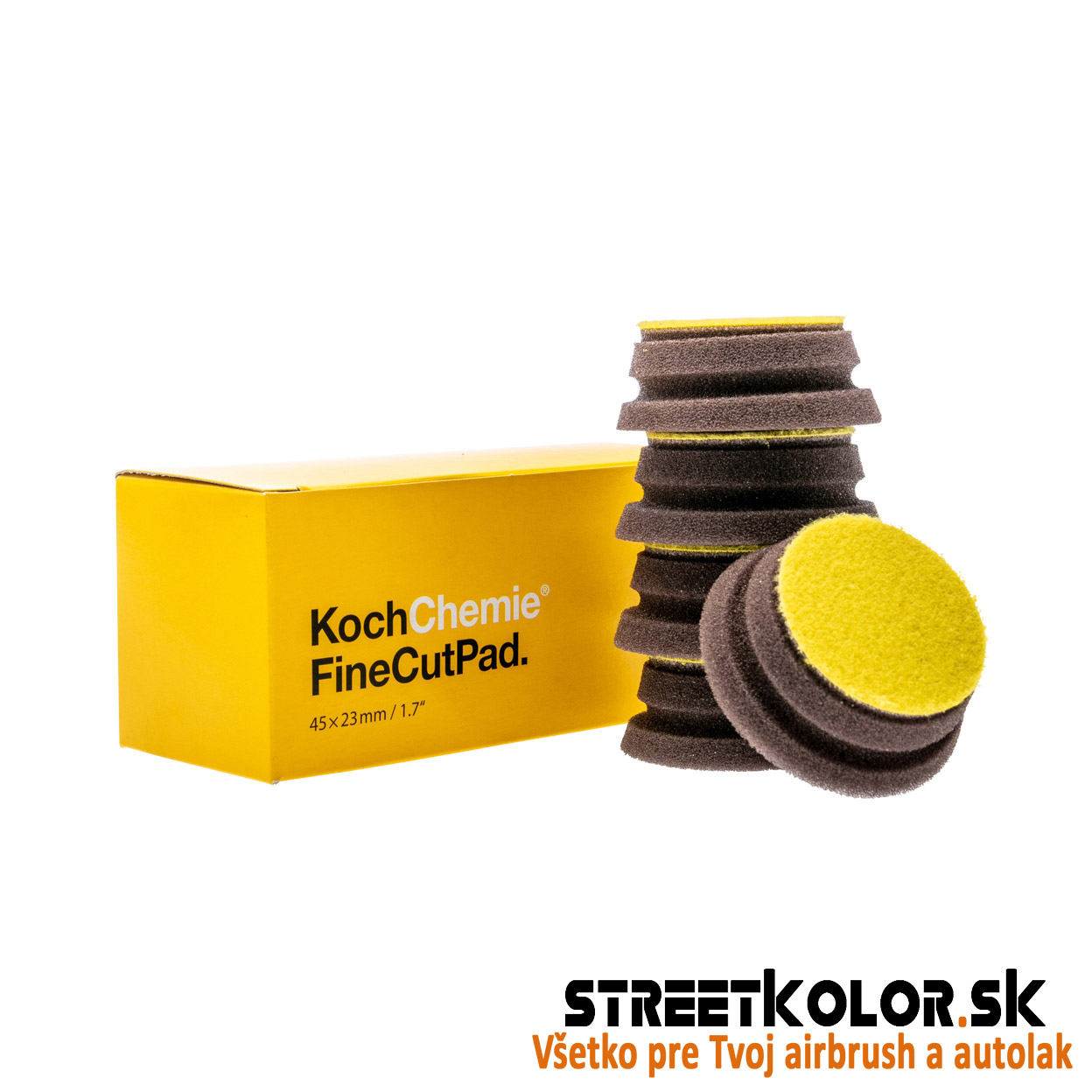 KochChemie Stredne tvrdý žltý leštiaci kotúč Fine Cut Pad 45 x 23 mm