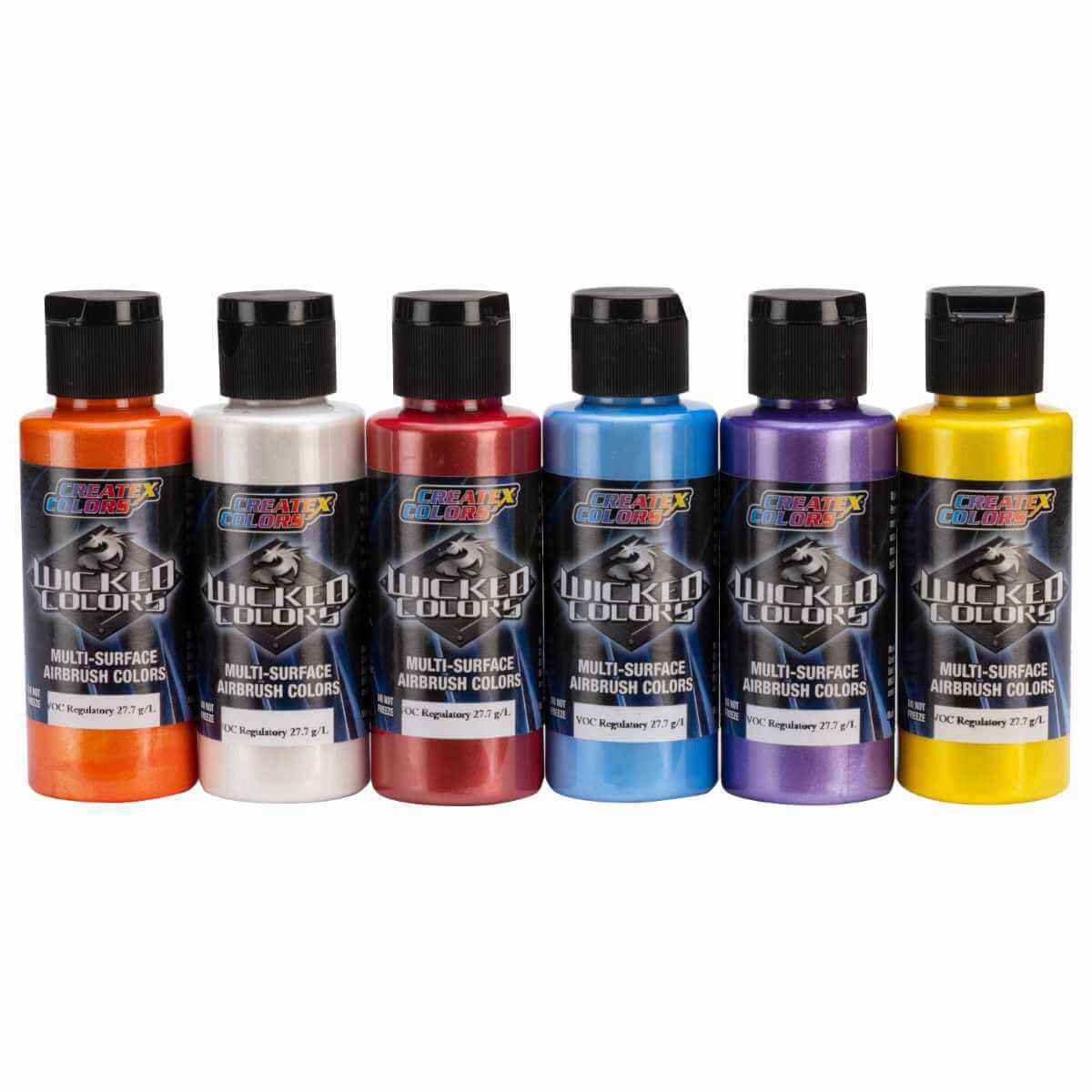6x60ml Wicked Essential perleťová sada airbrush farieb W132-02