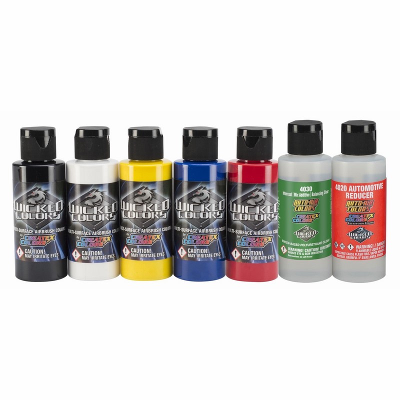 8x60ml Wicked Primary sada airbrush farieb W101-B